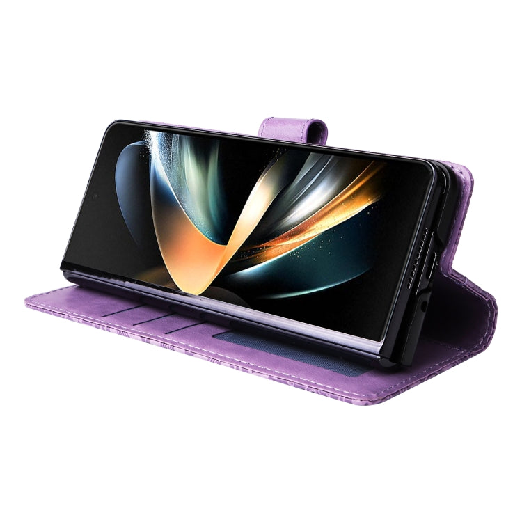 For Samsung Galaxy Z Fold4 5G Embossed Sunflower Leather Phone Case
