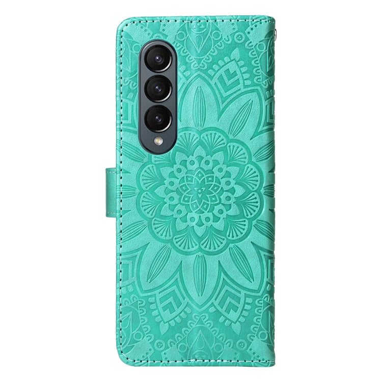 For Samsung Galaxy Z Fold4 5G Embossed Sunflower Leather Phone Case