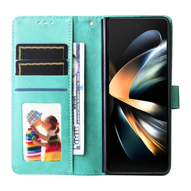 For Samsung Galaxy Z Fold4 5G Embossed Sunflower Leather Phone Case