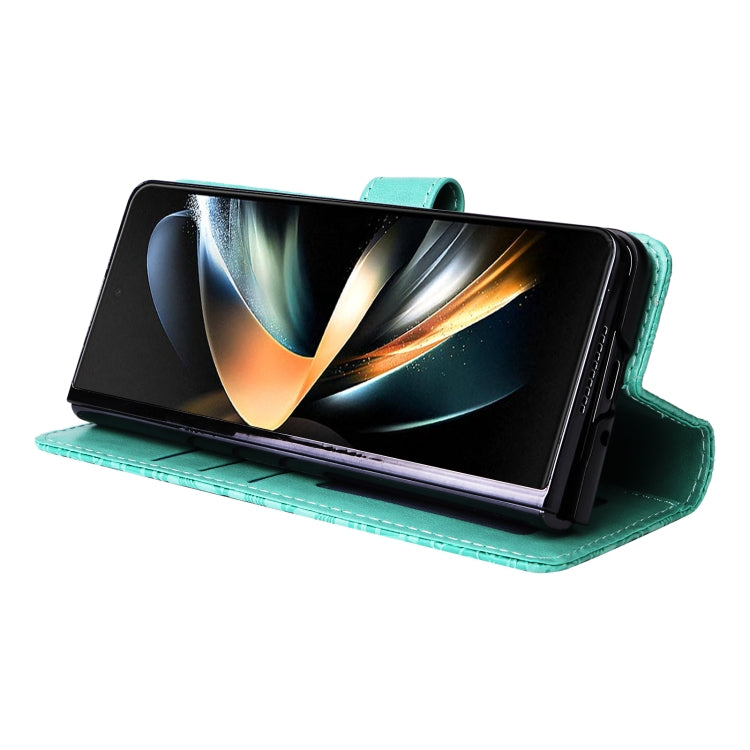 For Samsung Galaxy Z Fold4 5G Embossed Sunflower Leather Phone Case