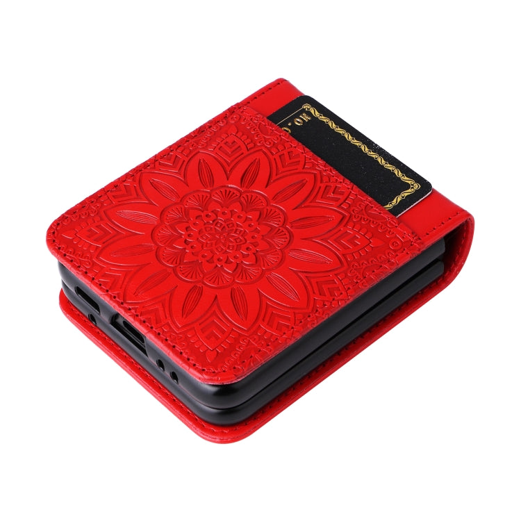 For Samsung Galaxy Z Flip3 5G Embossed Sunflower Leather Phone Case