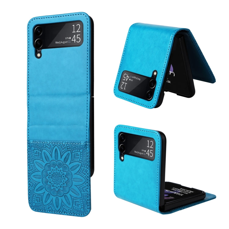 For Samsung Galaxy Z Flip3 5G Embossed Sunflower Leather Phone Case
