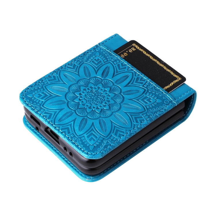 For Samsung Galaxy Z Flip3 5G Embossed Sunflower Leather Phone Case