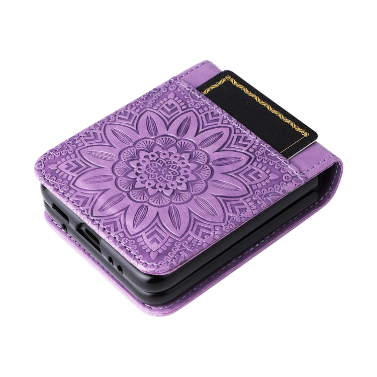 For Samsung Galaxy Z Flip3 5G Embossed Sunflower Leather Phone Case