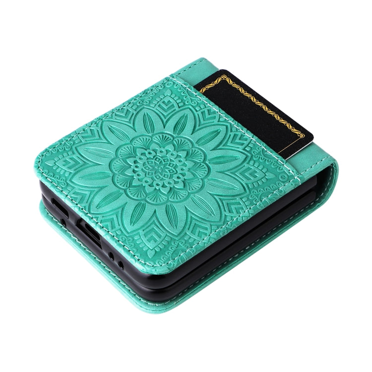 For Samsung Galaxy Z Flip3 5G Embossed Sunflower Leather Phone Case
