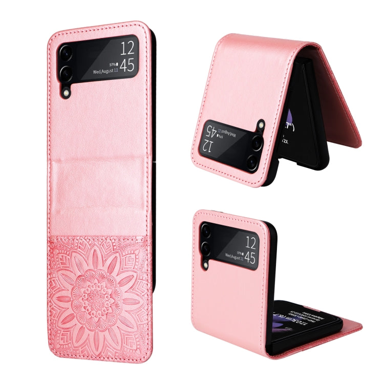 For Samsung Galaxy Z Flip3 5G Embossed Sunflower Leather Phone Case