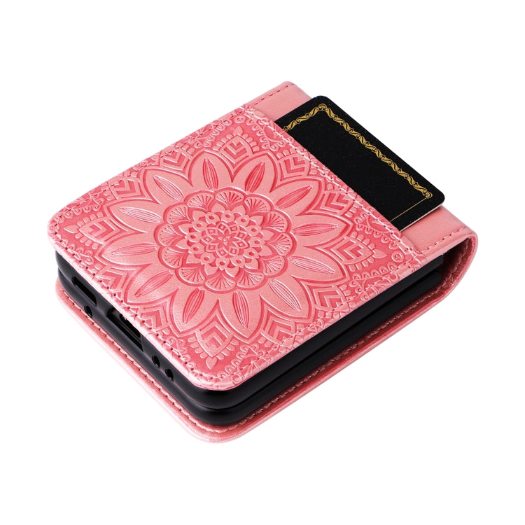 For Samsung Galaxy Z Flip3 5G Embossed Sunflower Leather Phone Case