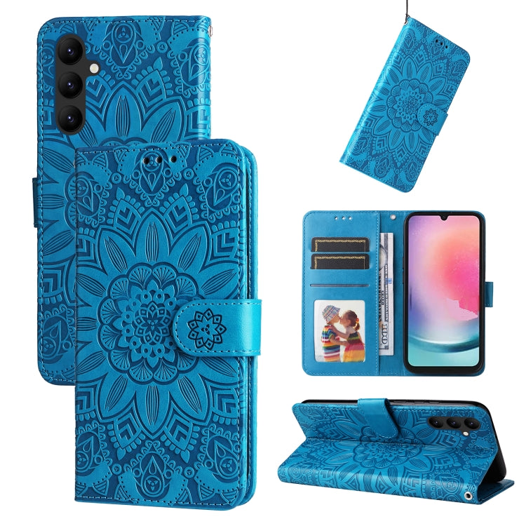 For Samsung Galaxy A24 4G Embossed Sunflower Leather Phone Case