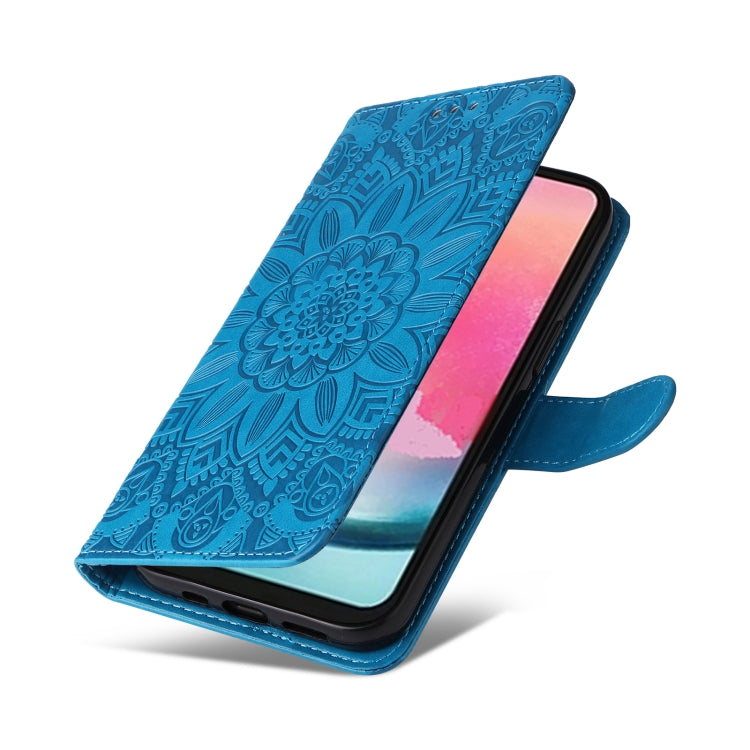 For Samsung Galaxy A24 4G Embossed Sunflower Leather Phone Case