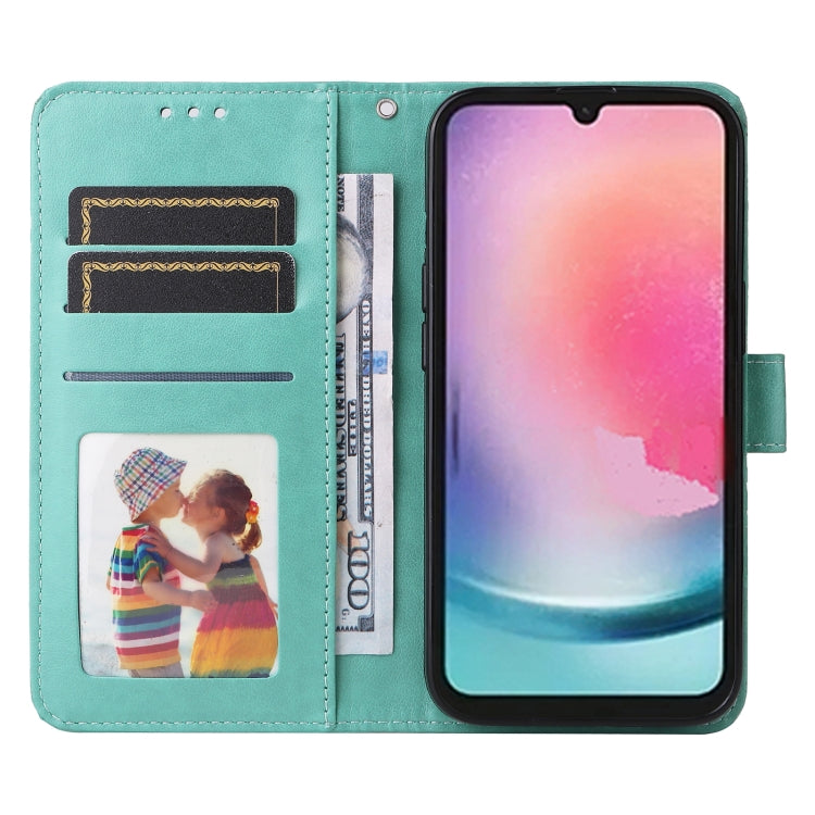 For Samsung Galaxy A24 4G Embossed Sunflower Leather Phone Case