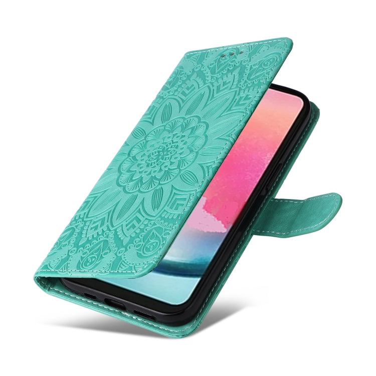 For Samsung Galaxy A24 4G Embossed Sunflower Leather Phone Case