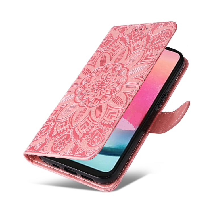 For Samsung Galaxy A24 4G Embossed Sunflower Leather Phone Case