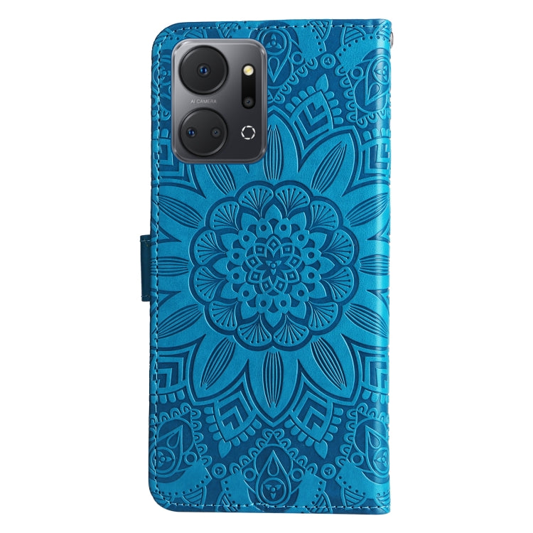 For Honor X7a Embossed Sunflower Leather Phone Case