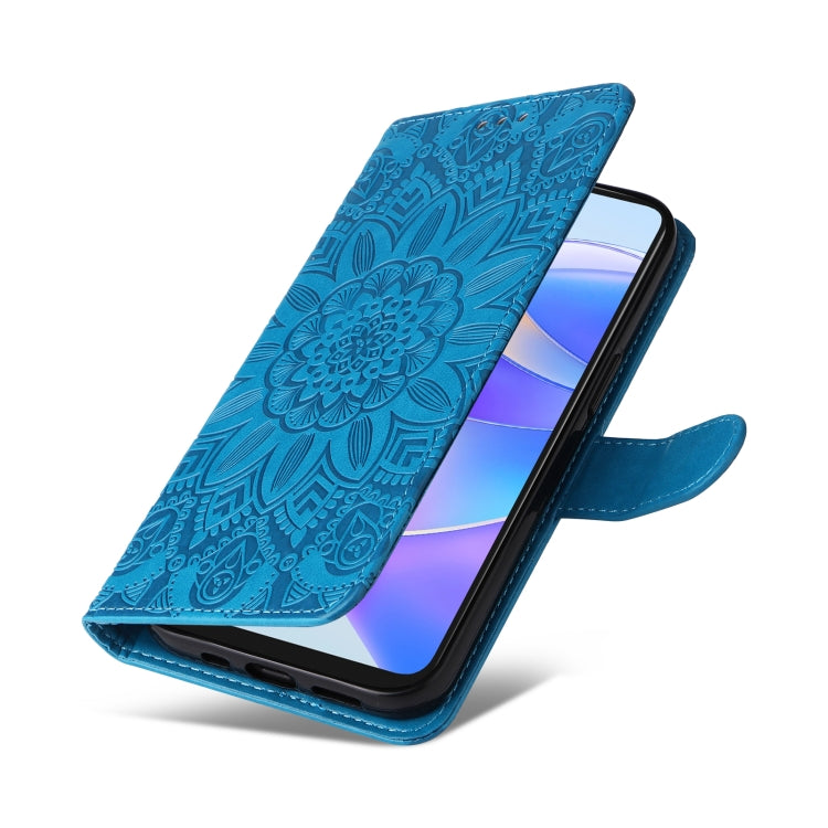 For Honor X7a Embossed Sunflower Leather Phone Case