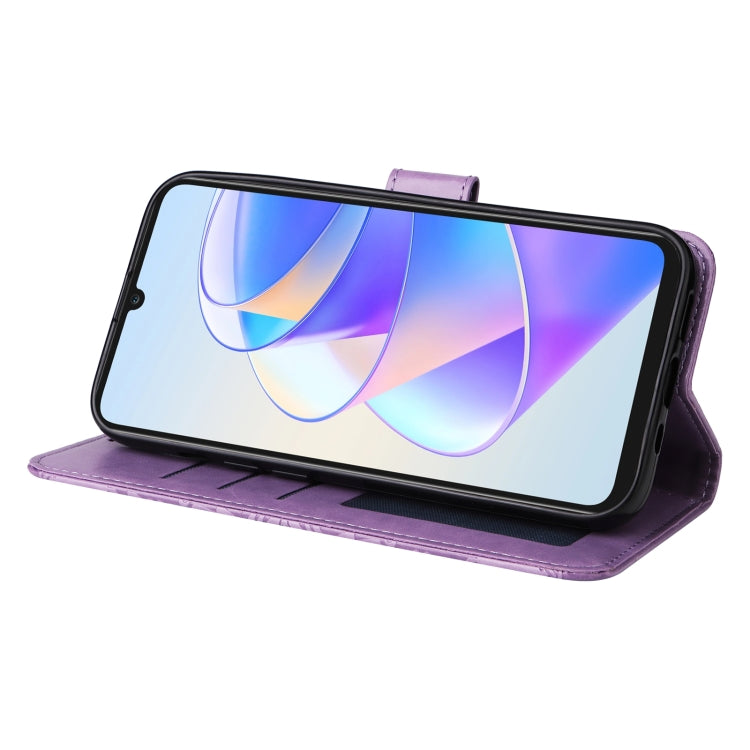 For Honor X7a Embossed Sunflower Leather Phone Case