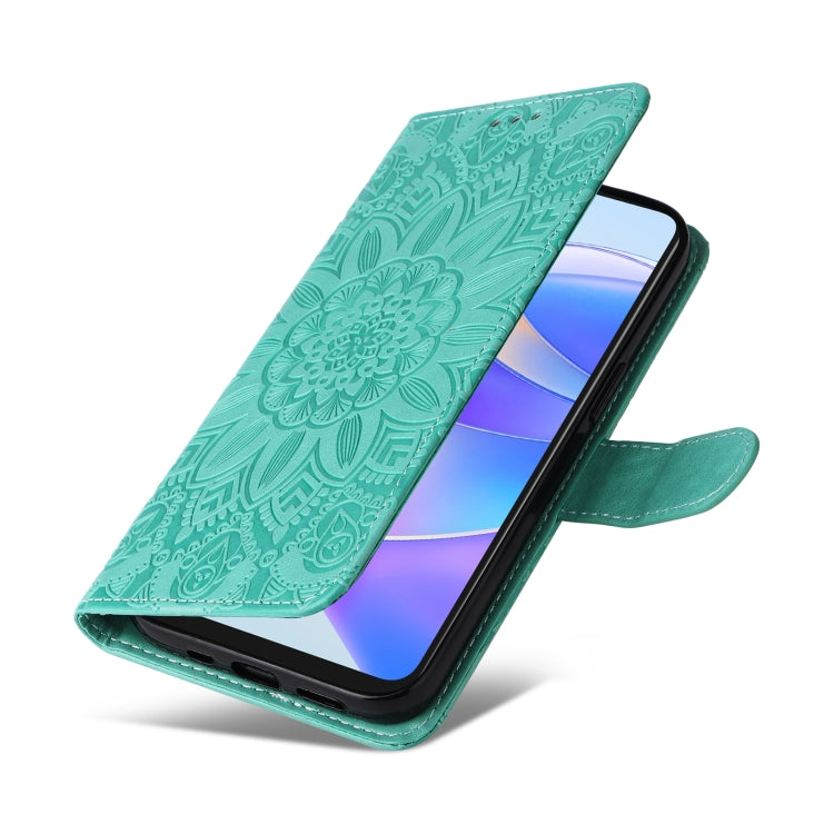 For Honor X7a Embossed Sunflower Leather Phone Case