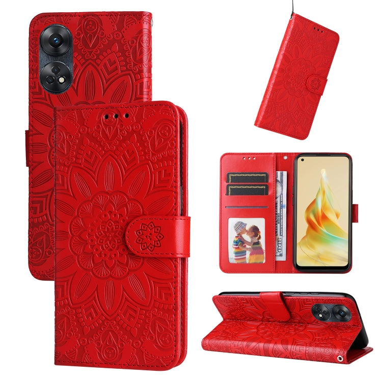 For OPPO Reno8 T 4G Embossed Sunflower Leather Phone Case