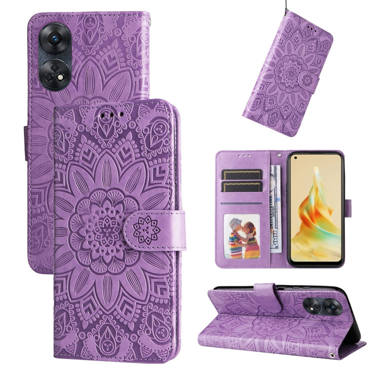 For OPPO Reno8 T 4G Embossed Sunflower Leather Phone Case