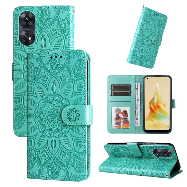 For OPPO Reno8 T 4G Embossed Sunflower Leather Phone Case