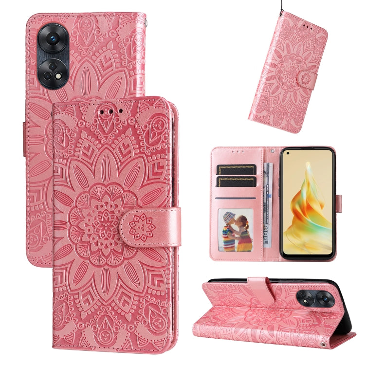 For OPPO Reno8 T 4G Embossed Sunflower Leather Phone Case