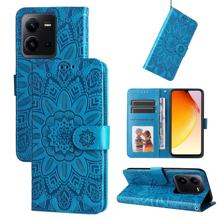 For vivo V25 5G/V25e 4G Embossed Sunflower Leather Phone Case