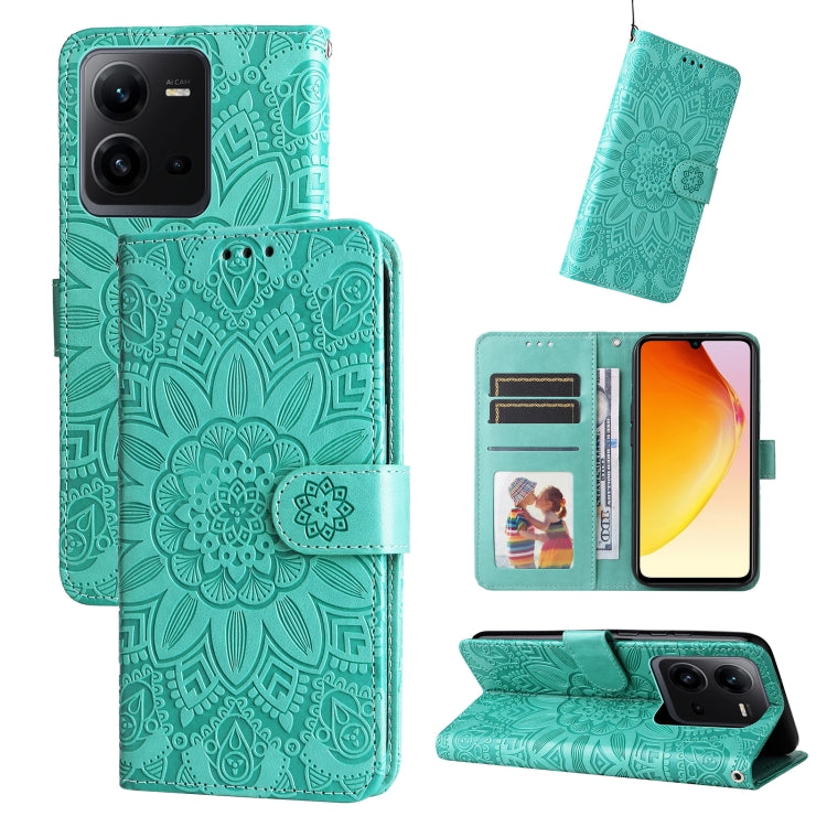 For vivo V25 5G/V25e 4G Embossed Sunflower Leather Phone Case
