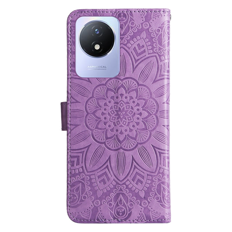 For vivo Y02 4G Embossed Sunflower Leather Phone Case