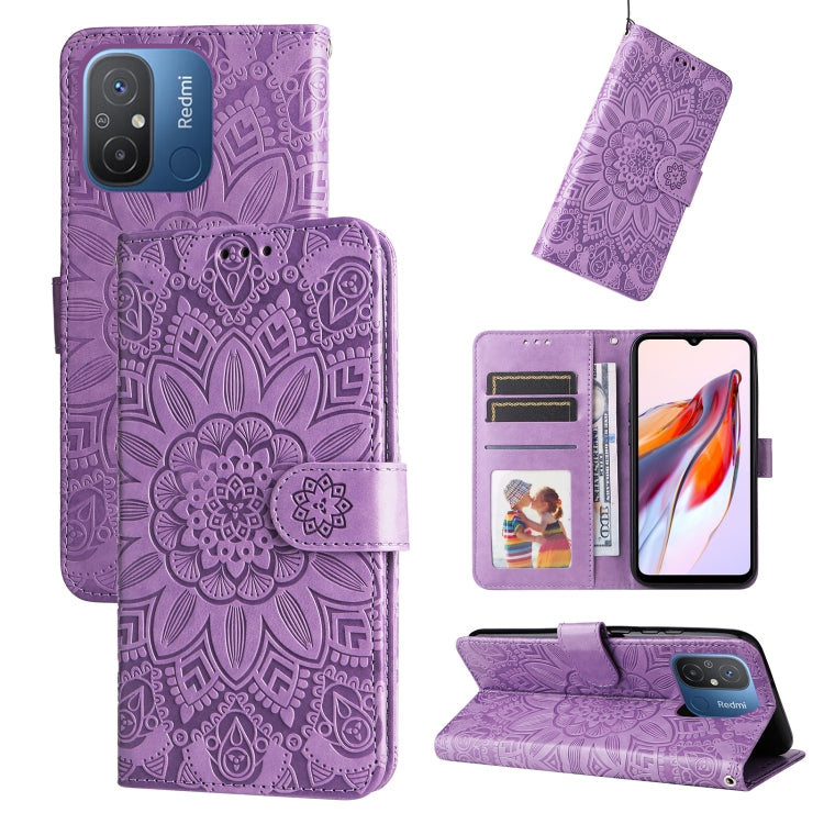 For Xiaomi Redmi 11A 4G/12C Embossed Sunflower Leather Phone Case