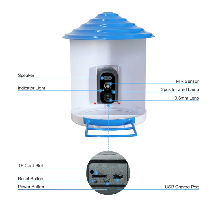 ESCAM PT388 IP66 Waterproof 2MP PIR Motion Detection Two-way Audio Night Vision WiFi Camera with Bird Feeder House