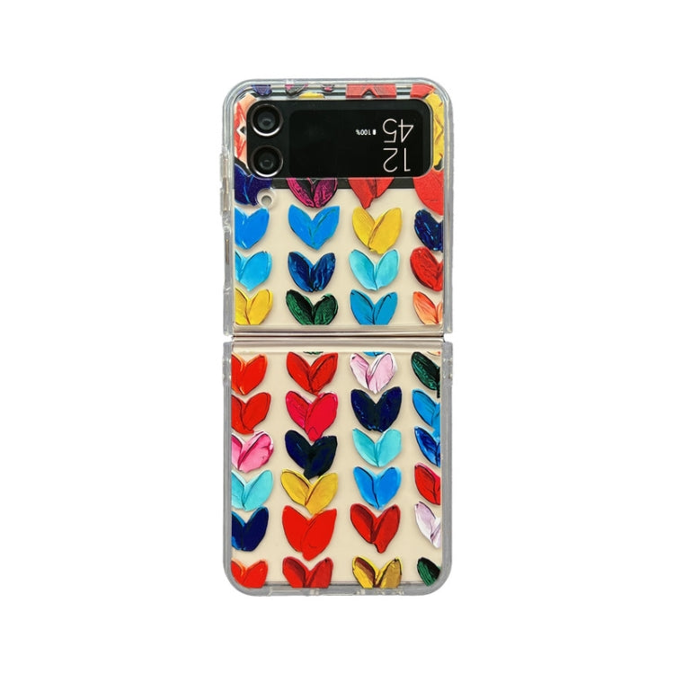 For Samsung Galaxy Z Flip4 5G Graffiti Heart Pattern Protective Phone Case(Transparent)