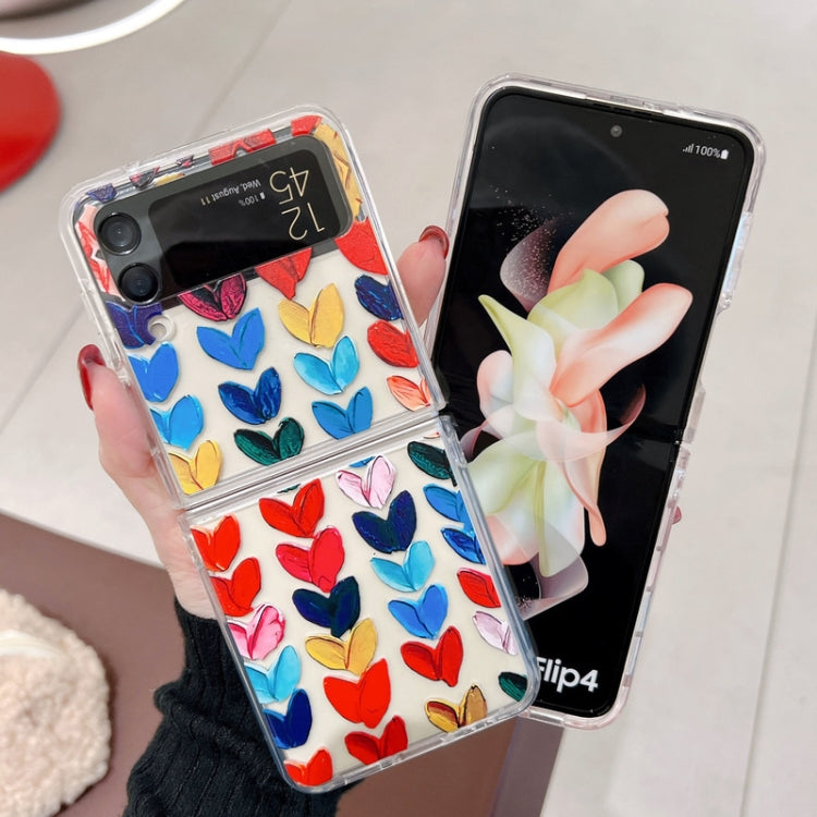 For Samsung Galaxy Z Flip4 5G Graffiti Heart Pattern Protective Phone Case(Transparent)