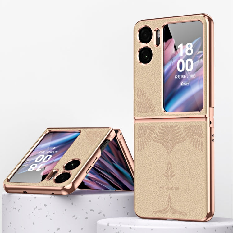 For OPPO Find N2 Flip Litchi Pattern Electroplating Frame Embossed Phone Case