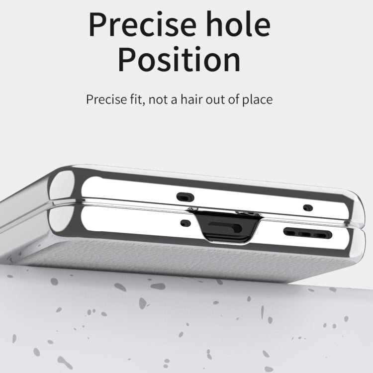 For OPPO Find N2 Flip Litchi Pattern Electroplating Frame Embossed Phone Case