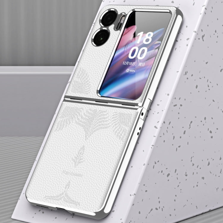 For OPPO Find N2 Flip Litchi Pattern Electroplating Frame Embossed Phone Case