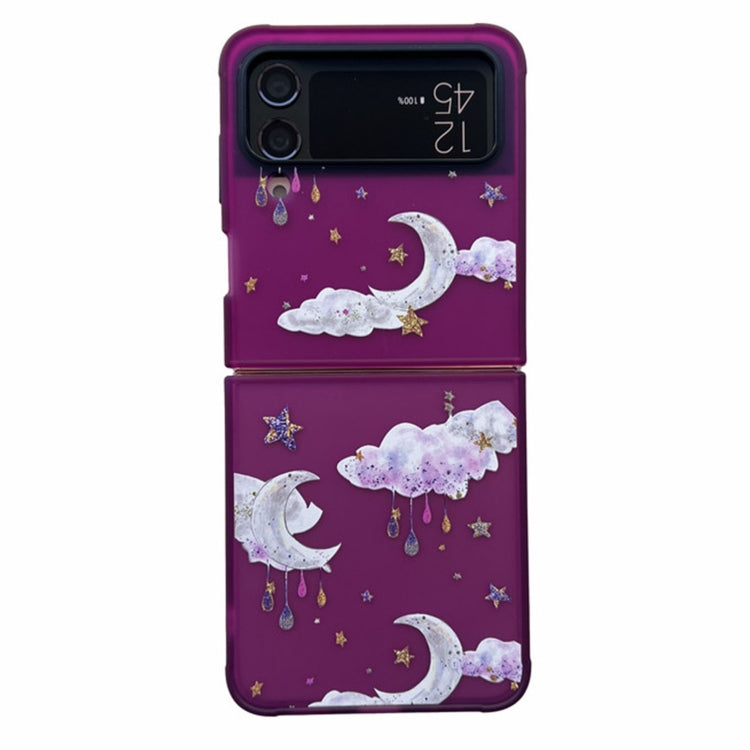 For Samsung Galaxy Z Flip4 5G Painted Shockproof Protective Phone Case(Purple Starry Sky)