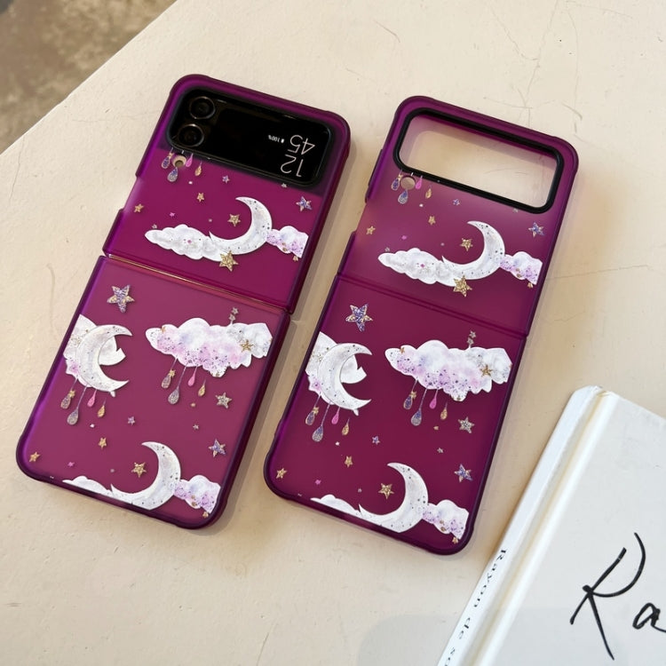 For Samsung Galaxy Z Flip4 5G Painted Shockproof Protective Phone Case(Purple Starry Sky)