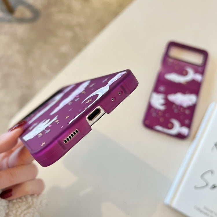 For Samsung Galaxy Z Flip4 5G Painted Shockproof Protective Phone Case(Purple Starry Sky)
