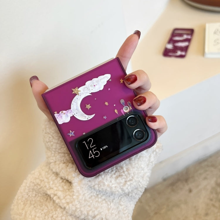 For Samsung Galaxy Z Flip4 5G Painted Shockproof Protective Phone Case(Purple Starry Sky)