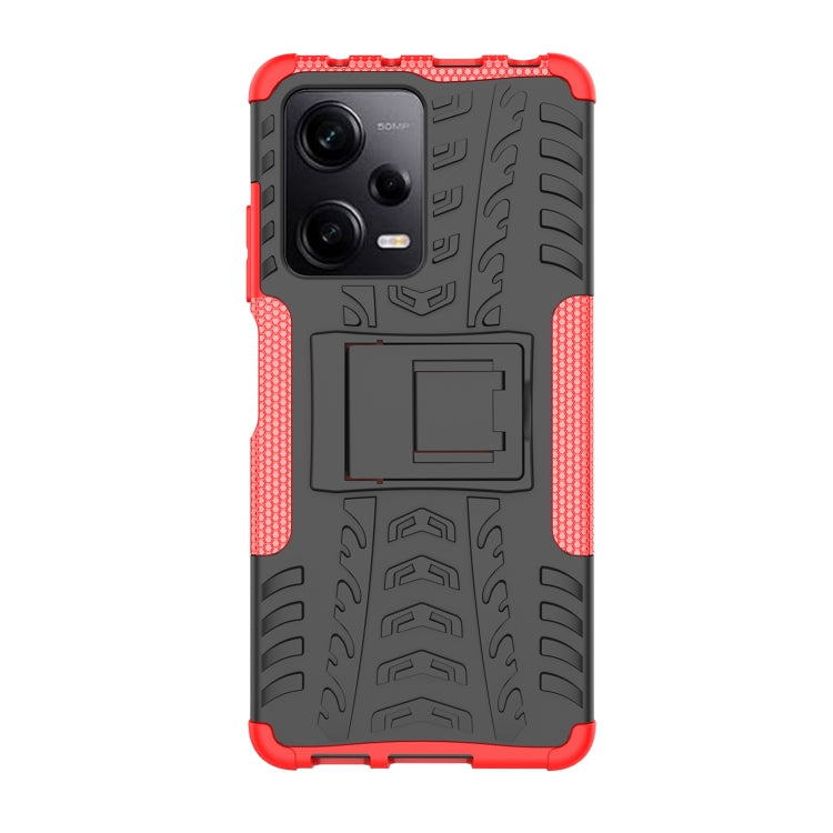 For Xiaomi Redmi Note 12 Pro 5G Tire Texture TPU + PC Phone Case with Holder