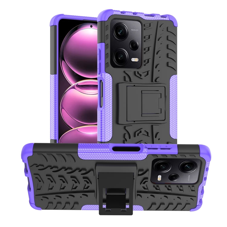 For Xiaomi Redmi Note 12 Pro 5G Tire Texture TPU + PC Phone Case with Holder