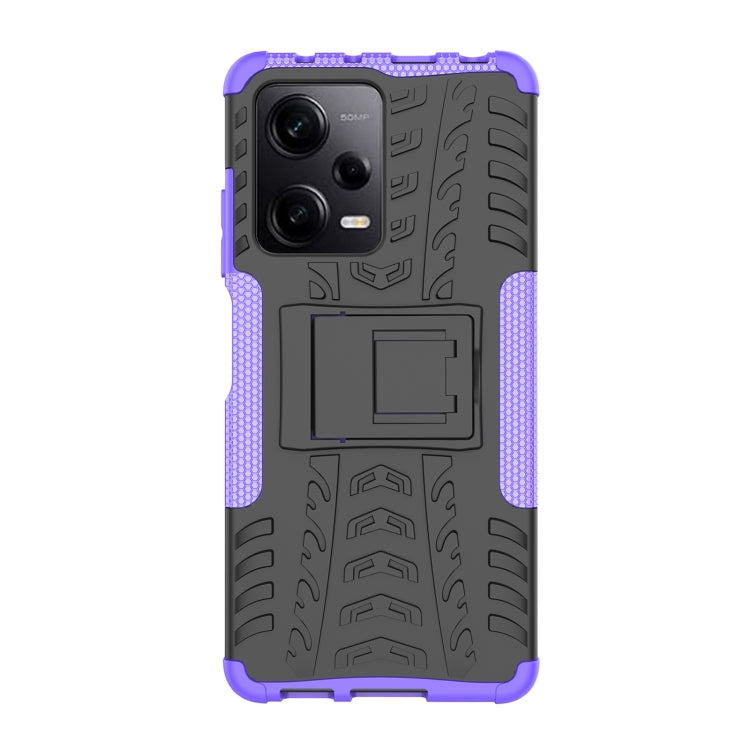 For Xiaomi Redmi Note 12 Pro 5G Tire Texture TPU + PC Phone Case with Holder