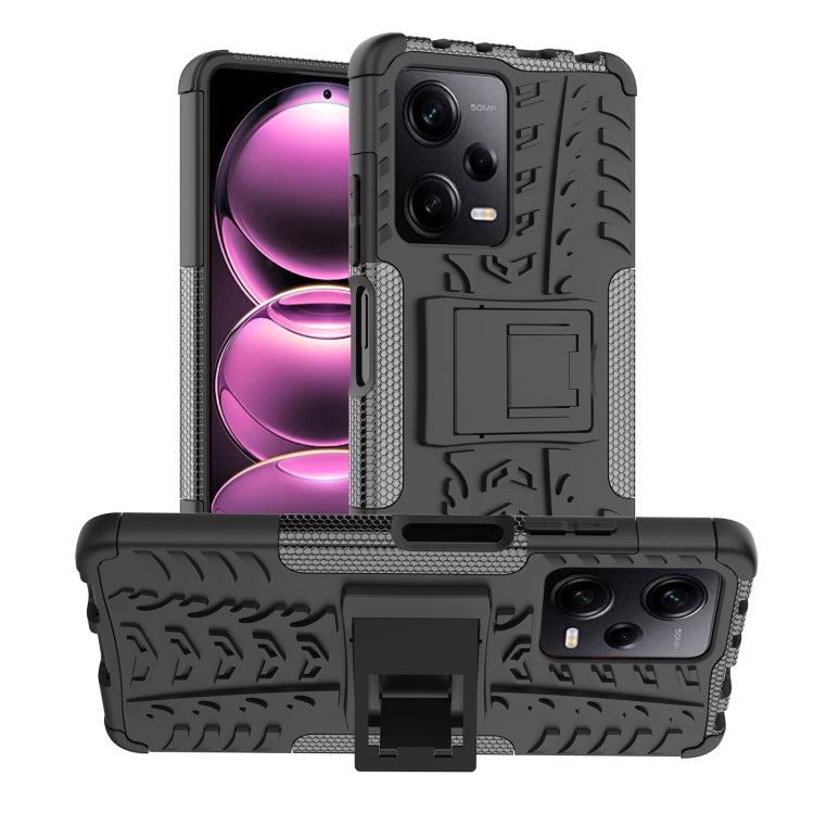 For Xiaomi Redmi Note 12 Pro 5G Tire Texture TPU + PC Phone Case with Holder