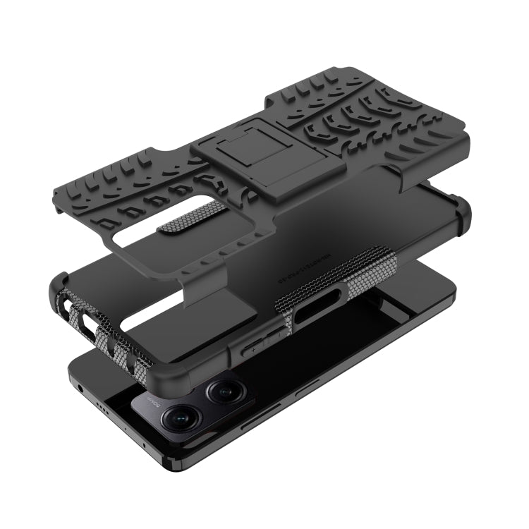 For Xiaomi Redmi Note 12 Pro 5G Tire Texture TPU + PC Phone Case with Holder