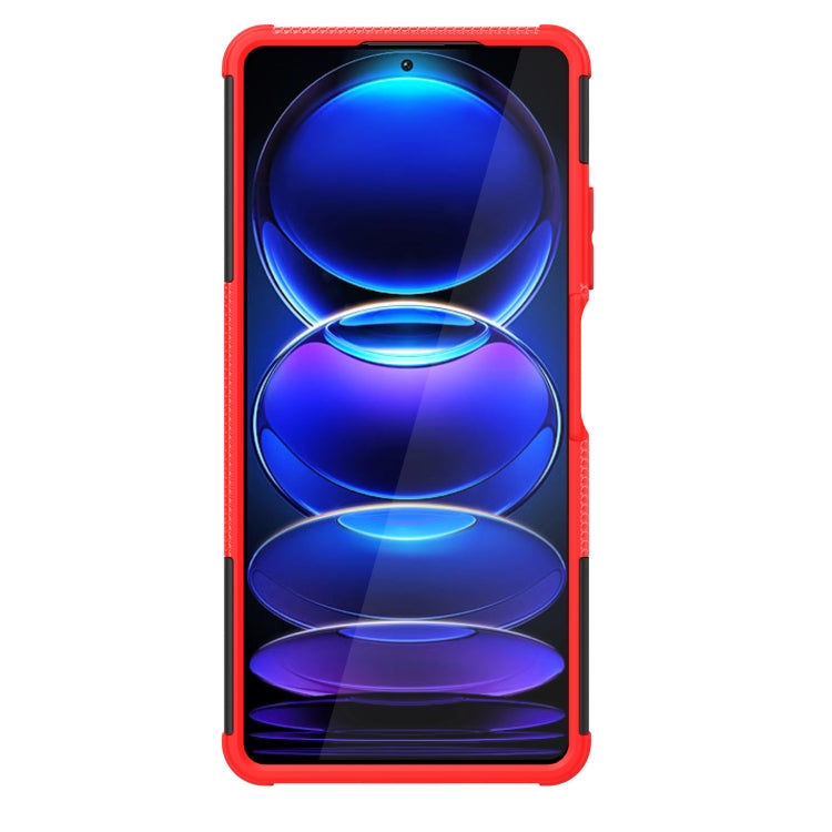 For Xiaomi Redmi Note 12 Pro+ 5G Tire Texture TPU + PC Phone Case with Holder