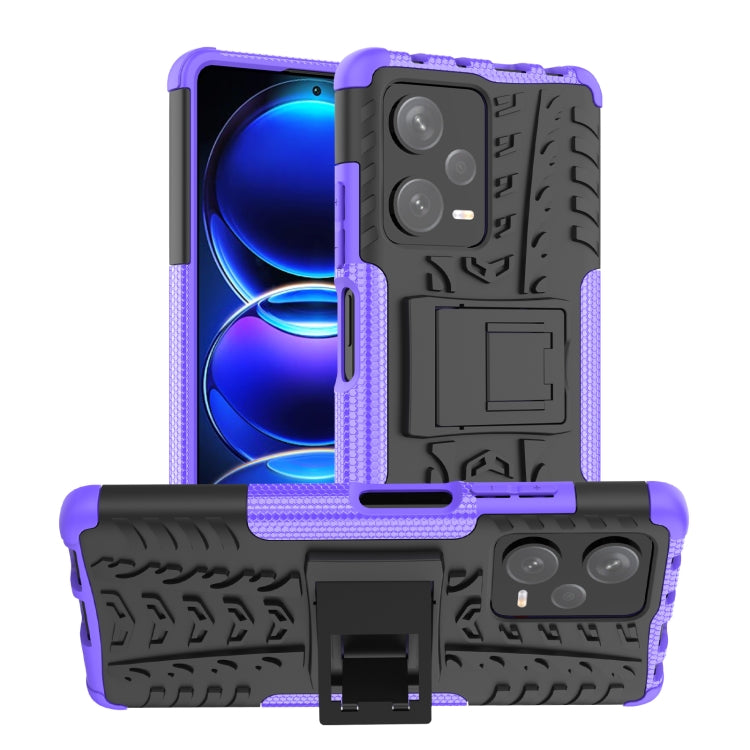 For Xiaomi Redmi Note 12 Pro+ 5G Tire Texture TPU + PC Phone Case with Holder