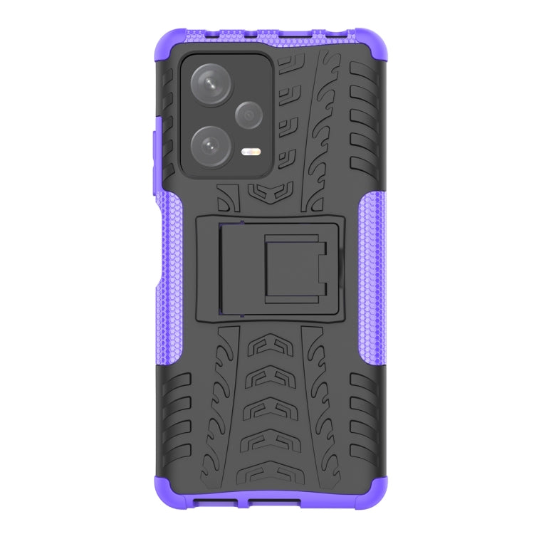 For Xiaomi Redmi Note 12 Pro+ 5G Tire Texture TPU + PC Phone Case with Holder