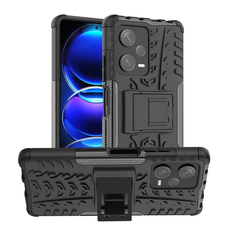 For Xiaomi Redmi Note 12 Pro+ 5G Tire Texture TPU + PC Phone Case with Holder