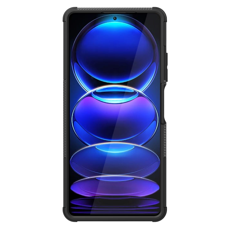 For Xiaomi Redmi Note 12 Pro+ 5G Tire Texture TPU + PC Phone Case with Holder