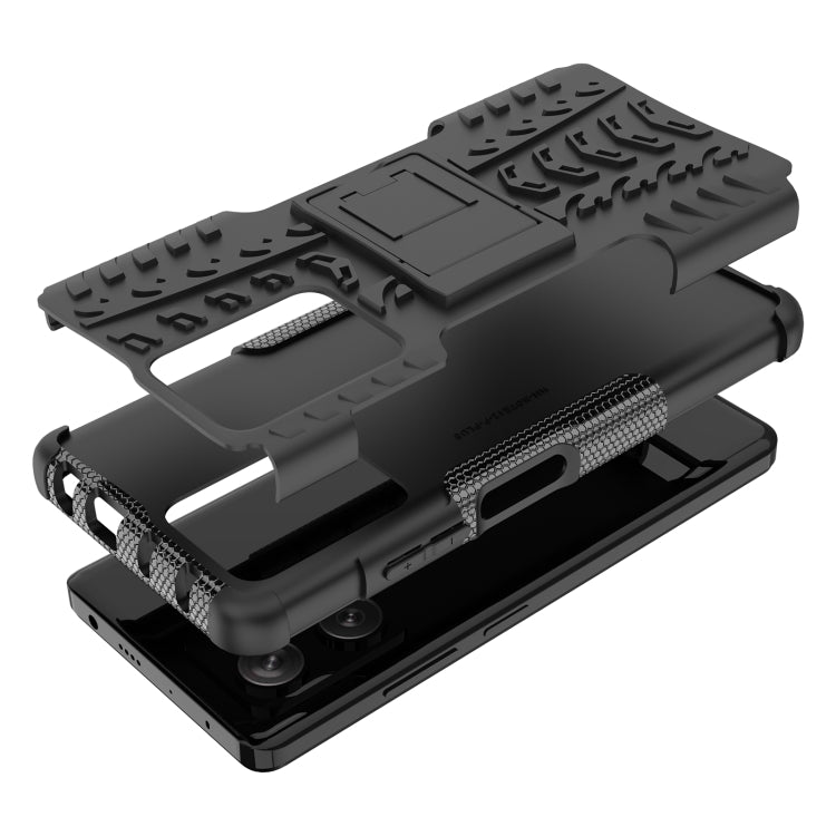 For Xiaomi Redmi Note 12 Pro+ 5G Tire Texture TPU + PC Phone Case with Holder