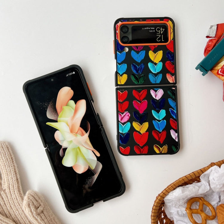 For Samsung Galaxy Z Flip4 5G Painted Graffiti Heart Pattern Shockproof Protective Phone Case